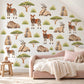 Safari Animal Wall Stickers, Savanna Nursery Decor, Okapi Baboon Warthog Wall Decals, Kids Room Watercolour Acacia Peel and Stick Wall Art