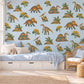 Dinosaur Wall Stickers, Paper Cut Dino Nursery Decor, Pterodactyl Dinosaur Wall Decals, Boys Kids Room Teal Mustard Peel and Stick Wall Art