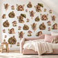 Fairy Wall Stickers, Woodland Fairy Nursery Decor, Mushroom Fairy House Wall Decals, Girls Kids Room Plum Moss Green Peel and Stick Wall Art