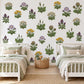 Wildflower Wall Stickers, Meadow Flower Nursery Decor, Yarrow Scabious Botanical Wall Decals, Kids Room Lilac Yellow Peel and Stick Wall Art