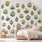 Wildflower Wall Stickers, Meadow Flower Nursery Decor, Yarrow Scabious Botanical Wall Decals, Kids Room Lilac Yellow Peel and Stick Wall Art