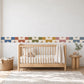 Checker Wall Border Stickers, Boho Nursery Decor, Geometric Checkerboard Wall Decals, Kids Room Terracotta Blue Peel and Stick Wall Art
