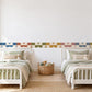 Checker Wall Border Stickers, Boho Nursery Decor, Geometric Checkerboard Wall Decals, Kids Room Terracotta Blue Peel and Stick Wall Art