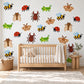 Bug Wall Stickers, Insect Nursery Decor, Ladybird Bee Grasshopper Beetle Wall Decals, Kids Room Crayon Minibeast Peel and Stick Wall Art