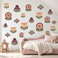 Folk Flower Wall Stickers, Scandi Floral Nursery Decor, Tulip Bellflower Wall Decals, Girls Kids Room Plum Orange Peel and Stick Wall Art