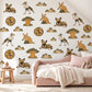 Safari Animal Wall Stickers, African Nursery Decor, Wild Dog Aardvark Pangolin Wall Decals, Kids Room Ochre Baobab Peel and Stick Wall Art