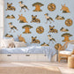 Safari Animal Wall Stickers, African Nursery Decor, Wild Dog Aardvark Pangolin Wall Decals, Kids Room Ochre Baobab Peel and Stick Wall Art