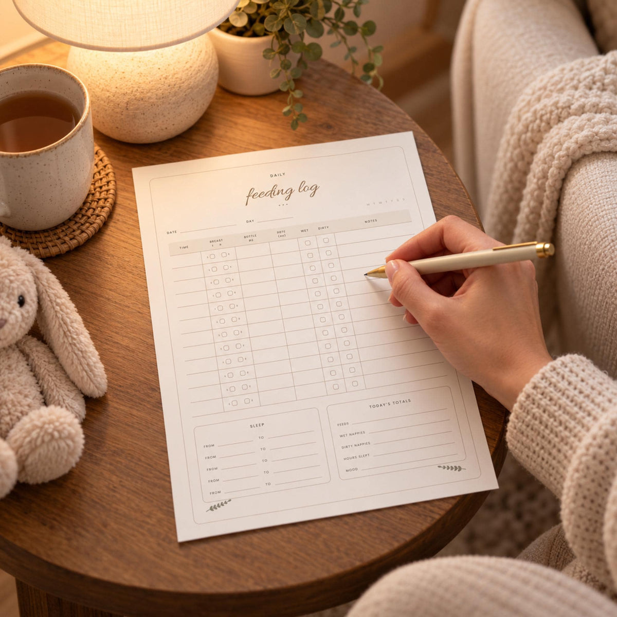 Newborn Feeding Log Printable, Baby Nappy Tracker, Breastfeeding and Bottle Log, Baby Sleep Tracker, New Mum Planner A4 and US Letter