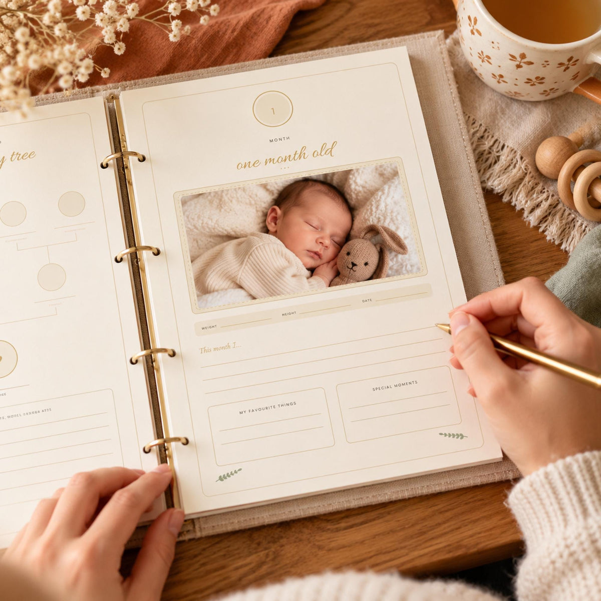 Baby First Year Memory Book Printable, Baby Book Keepsake, Gender Neutral Baby Journal, Month by Month Milestones, Boho New Baby Gift
