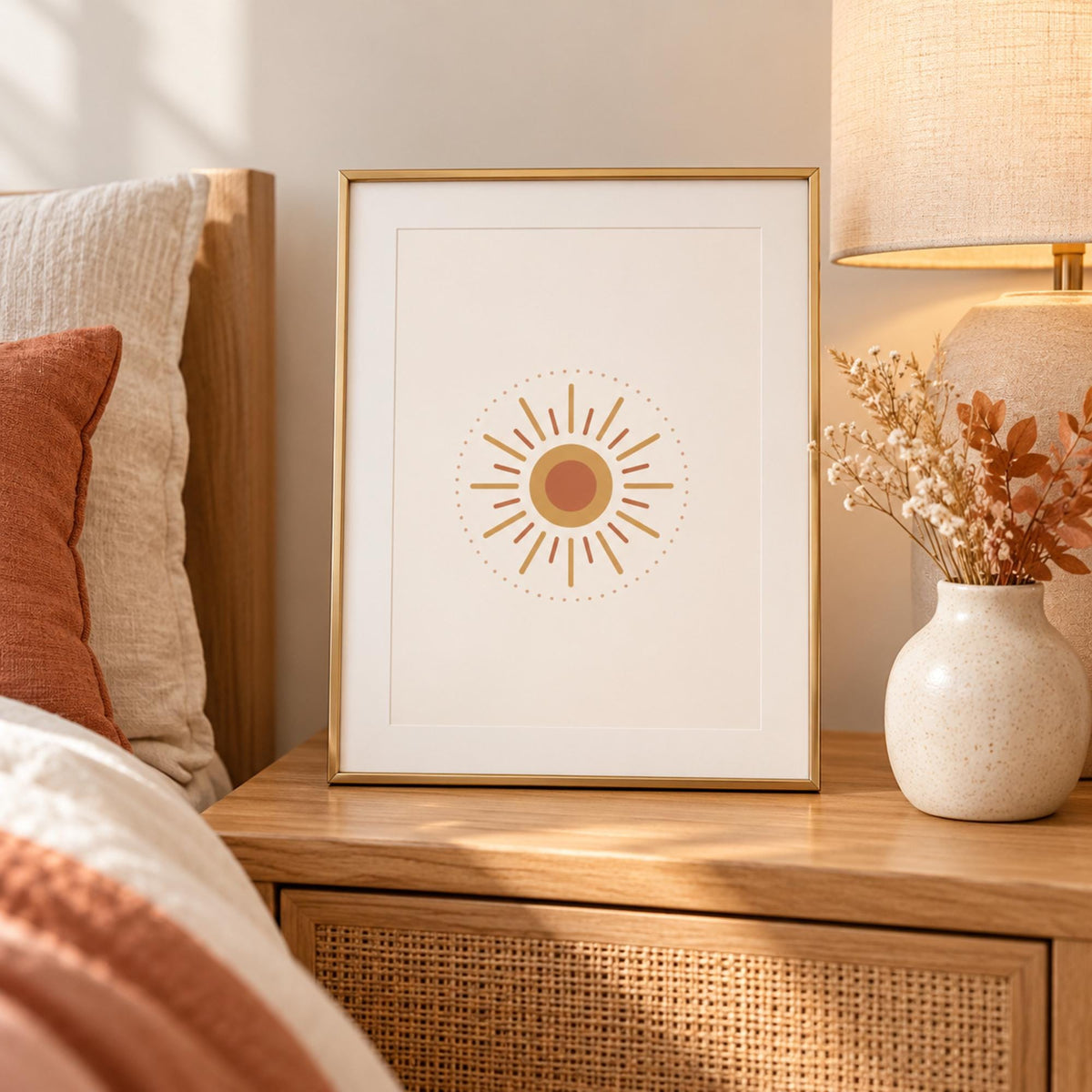 Boho Nursery Wall Art Set of 3, Rainbow Sun Hello Little One Prints, Terracotta Nursery Decor, Gender Neutral Printable Wall Art