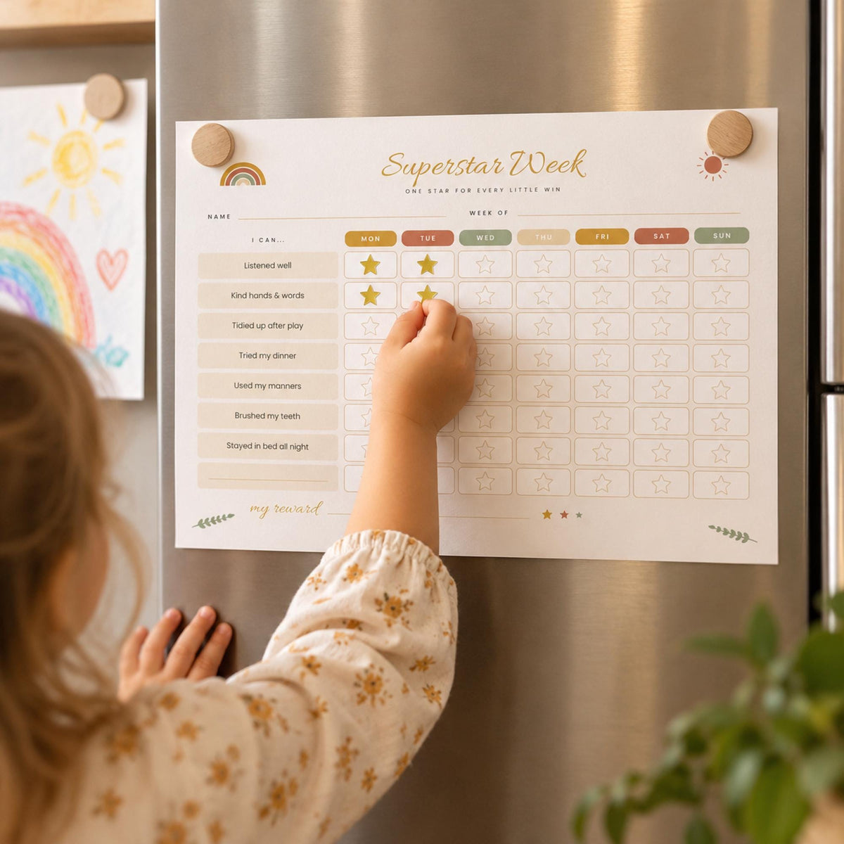 Kids Reward Chart Printable Bundle, Chore Chart for Kids, Sticker Star Chart, Reward Vouchers, Boho Toddler Behaviour Chart, A4 & US Letter