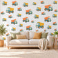 Dumper Truck Wall Stickers, Construction Nursery Decor, Toy Digger Truck Wall Decals, Apricot Teal Mustard Boys Room Peel and Stick Art