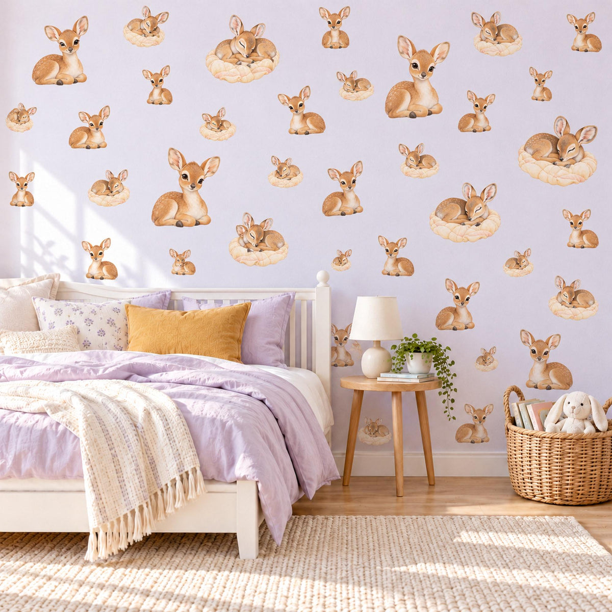 Baby Antelope Wall Stickers, Dik Dik Safari Nursery Decor, Baby Animal Wall Decals, Moss Peach Cream Kids Room Peel and Stick Wall Art
