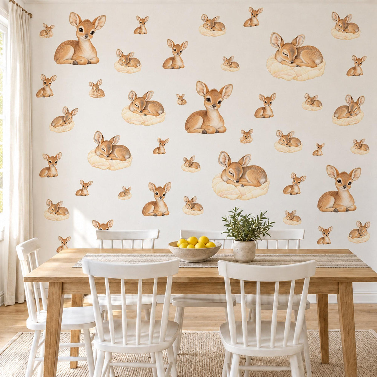 Baby Antelope Wall Stickers, Dik Dik Safari Nursery Decor, Baby Animal Wall Decals, Moss Peach Cream Kids Room Peel and Stick Wall Art