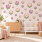 Crocus Wall Stickers, Spring Flower Nursery Decor, Mauve Floral Wall Decals, Saffron Sage Cottage Girls Room Peel and Stick Wall Art