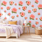 Hibiscus Wall Stickers, Tropical Flower Nursery Decor, Coral Pink Floral Wall Decals, Peach Olive Girls Room Peel and Stick Wall Art