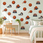 Basketball Wall Stickers, Sports Bedroom Decor, Basketball Sneaker Wall Decals, Boys Kids Room Orange Navy Peel and Stick Wall Art