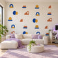 Abstract Shape Wall Stickers, Mid Century Modern Decor, Geometric Wall Decals, Kids Room Blue Mustard Terracotta Peel and Stick Wall Art