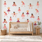 Ballerina Wall Stickers, Ballet Nursery Decor, Dancer Wall Decals, Girls Bedroom Pink Tutu Diverse Ballerina Peel and Stick Wall Art