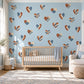 Heart Wall Stickers, Boho Heart Nursery Decor, Woven Folk Heart Wall Decals, Kids Room Dusty Blue Rust Peel and Stick Wall Art