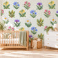 Wildflower Wall Stickers, Floral Nursery Decor, Cowslip Cornflower Wall Decals, Girls Kids Room Watercolour Flower Peel and Stick Wall Art