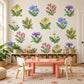 Wildflower Wall Stickers, Floral Nursery Decor, Cowslip Cornflower Wall Decals, Girls Kids Room Watercolour Flower Peel and Stick Wall Art