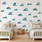 Ocean Wave Wall Stickers, Surf Nursery Decor, Retro Wave Wall Decals, Coastal Kids Room Teal Navy Peel and Stick Wall Art