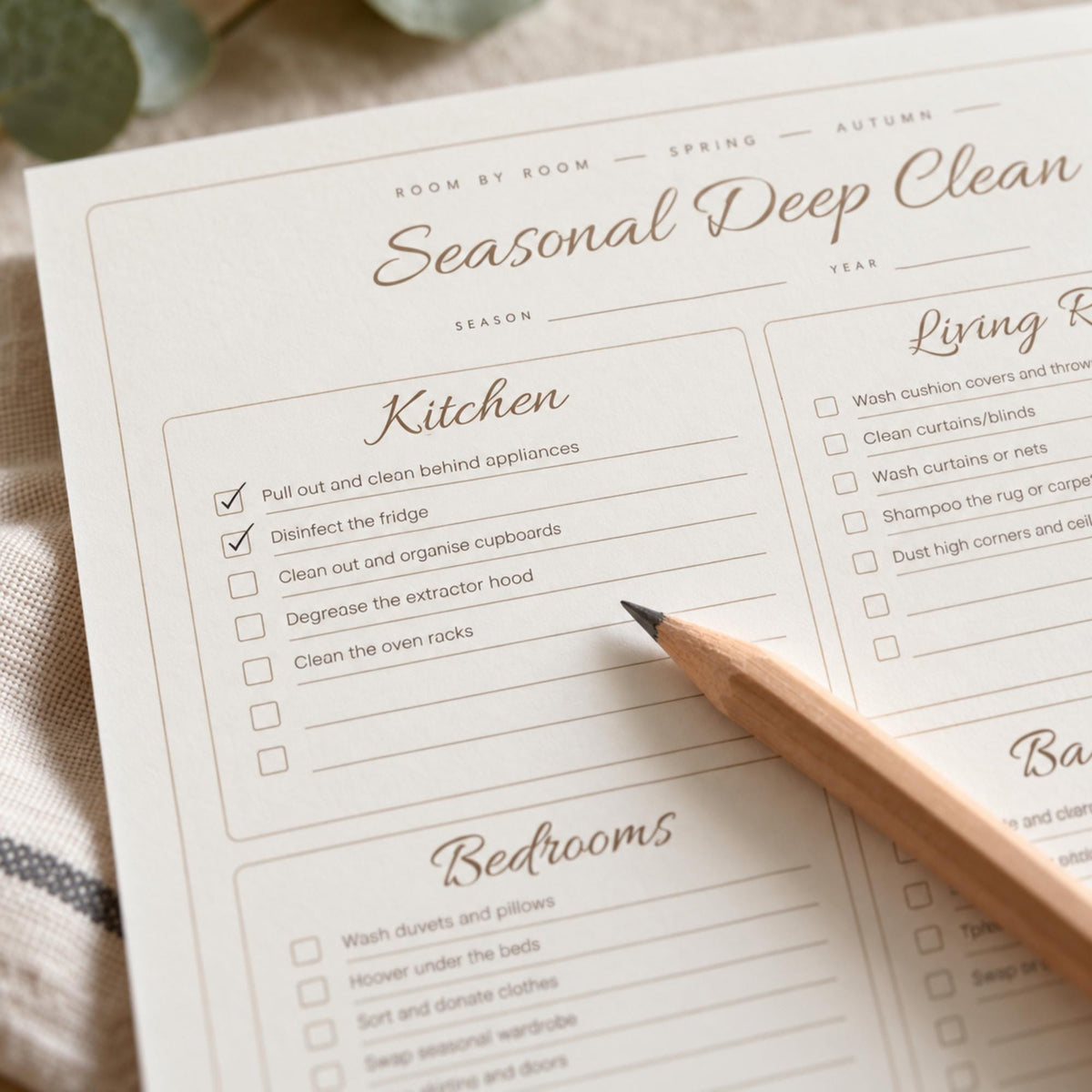 Cleaning Schedule Printable, Minimalist Weekly Cleaning Checklist, Daily Monthly Deep Clean, Family Chore Chart, A4 US Letter PDF