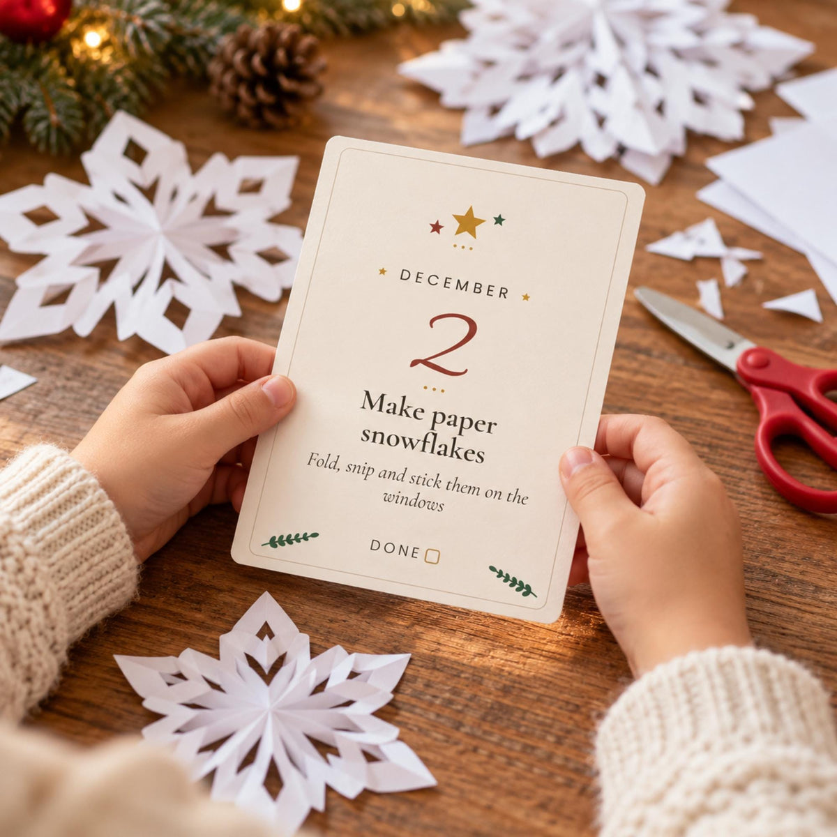 Christmas Advent Activity Cards Printable, Boho Family Advent Calendar, 24 Activity Ideas, Countdown Tracker, A4 Letter A6 PDF