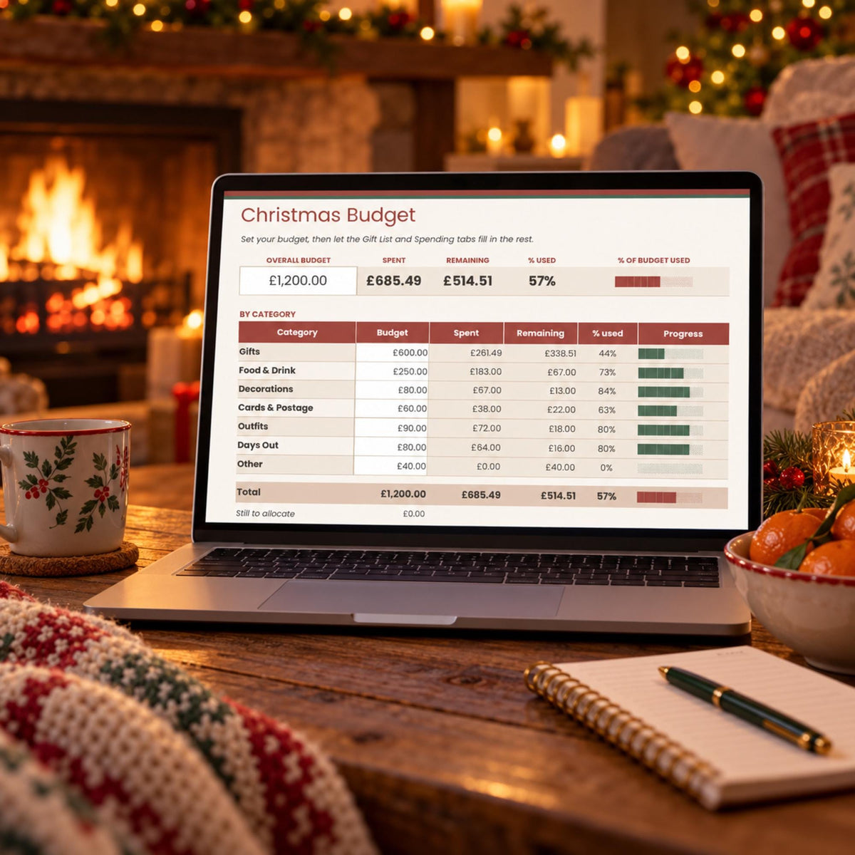 Christmas Budget Planner Spreadsheet, Gift List Tracker for Google Sheets & Excel, Christmas Card List, Holiday Gift Planner Template