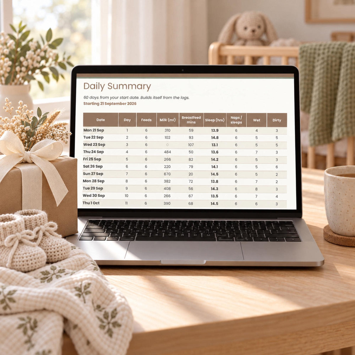 Baby Sleep and Feed Tracker Spreadsheet, Newborn Feeding Log, Nappy and Sleep Log, Breastfeeding Tracker for Google Sheets & Excel
