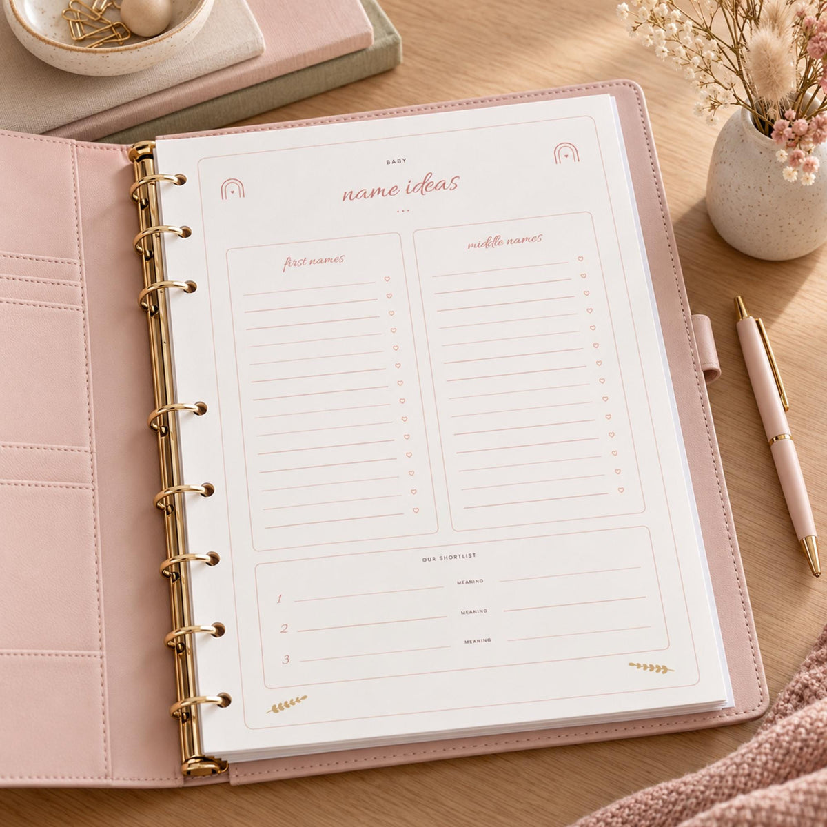 Pregnancy Planner Printable, Hospital Bag Checklist, Baby Budget, Birth Preferences, Baby Names, Blush Boho Pregnancy Journal PDF