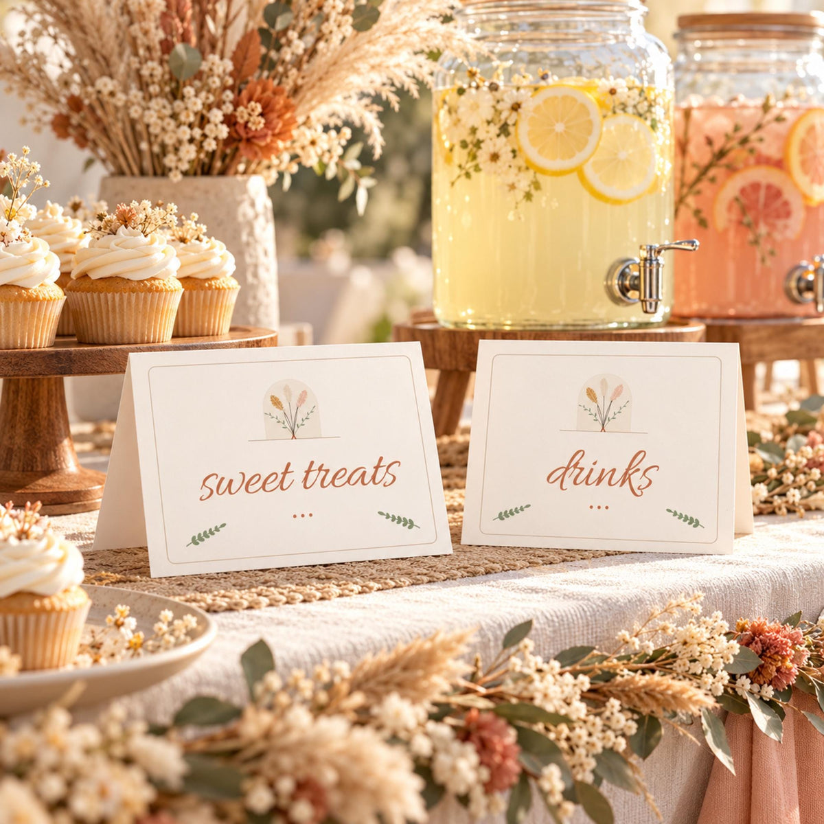 Boho Baby Shower Decorations Printable, Oh Baby Banner, Welcome Sign, Invitation, Tent Cards, Favour Tags, Terracotta Pampas Decor