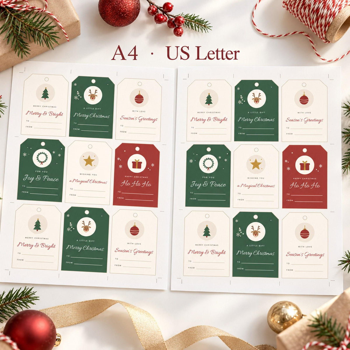 Christmas Gift Tags Printable, Christmas Eve Box Label, Letter from Father Christmas, Nice List Certificate, Reindeer Food, A4 Letter