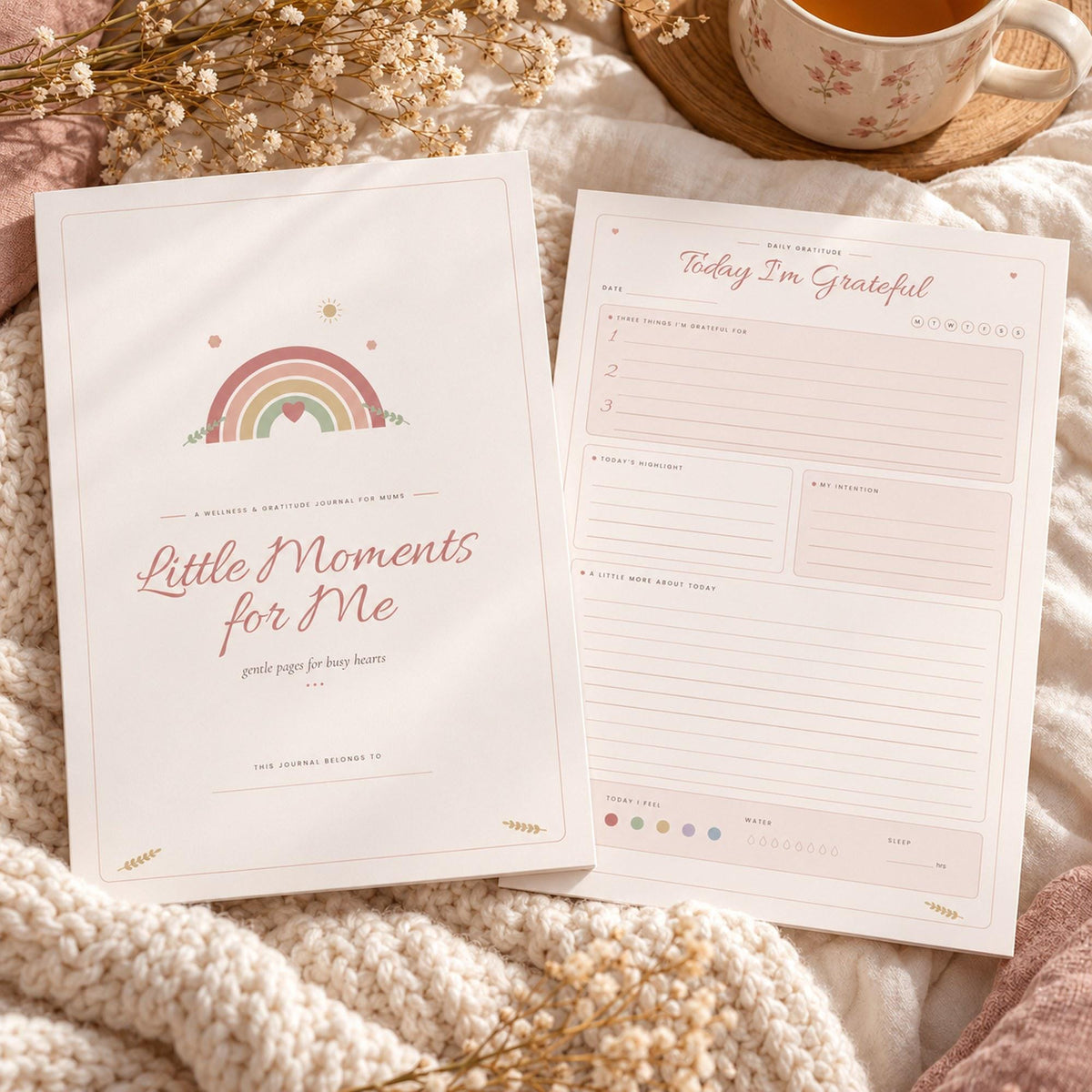 Mum Wellness Journal Printable, Gratitude Journal for Mums, Self Care Tracker, Mood Tracker, Mindful Mum, Undated, A4 A5 Letter