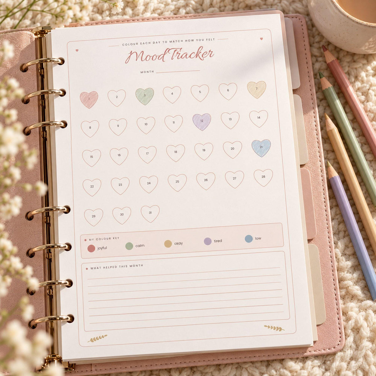 Mum Wellness Journal Printable, Gratitude Journal for Mums, Self Care Tracker, Mood Tracker, Mindful Mum, Undated, A4 A5 Letter