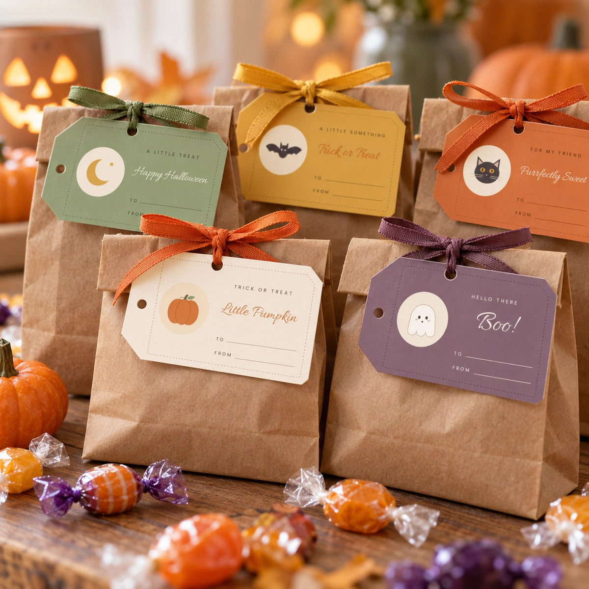Halloween Kids Party Printables, Cute Halloween Activity Pack, Bingo, Word Search, Maze, Bunting, Treat Bag Tags, Boho Pumpkin, A4 Letter