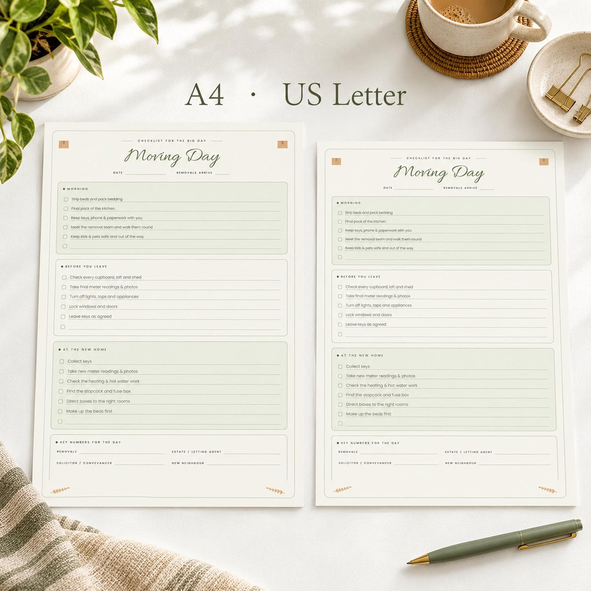Moving House Planner Printable, Moving Checklist, Change of Address List, Box Labels, Packing Inventory, First Night Box, A4 & Letter