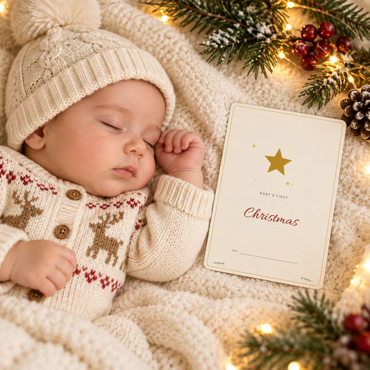 Baby's First Christmas Milestone Cards Printable, First Christmas Photo Prop, Baby Keepsake, Footprint Art, Christmas Baby Cards