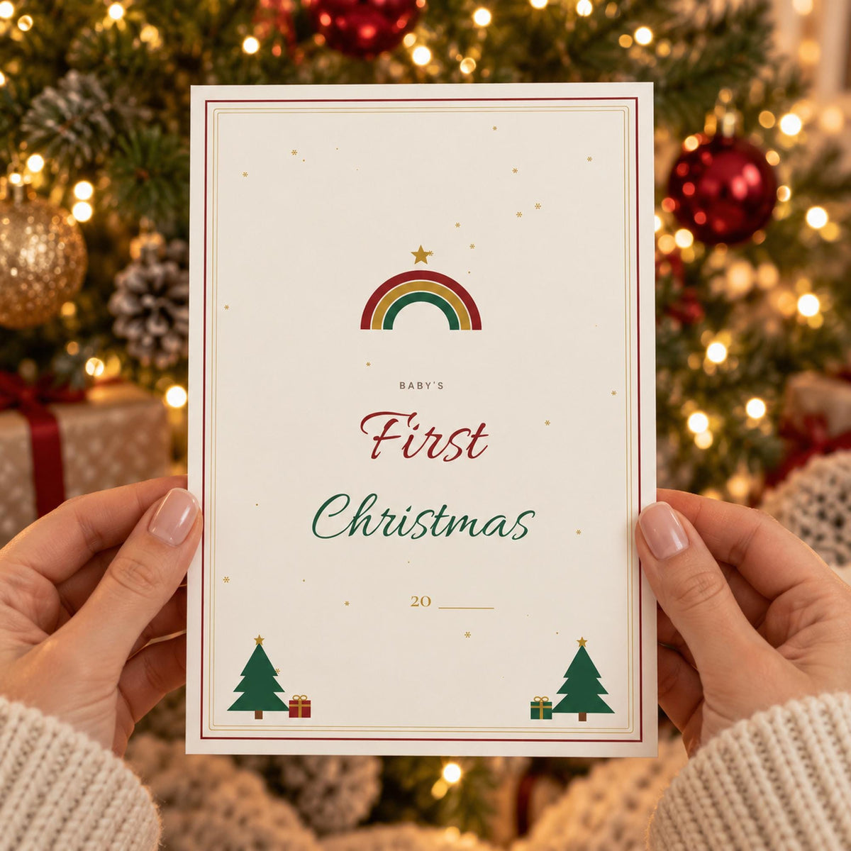 Baby's First Christmas Milestone Cards Printable, First Christmas Photo Prop, Baby Keepsake, Footprint Art, Christmas Baby Cards