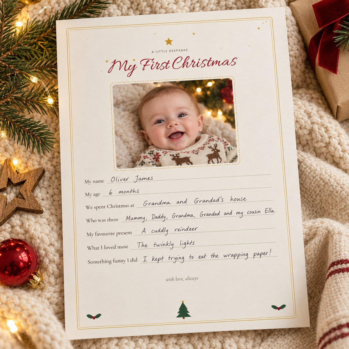 Baby's First Christmas Milestone Cards Printable, First Christmas Photo Prop, Baby Keepsake, Footprint Art, Christmas Baby Cards