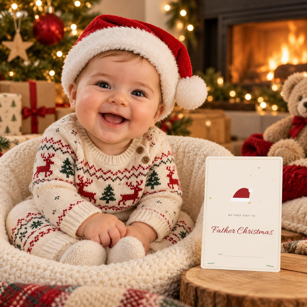 Baby's First Christmas Milestone Cards Printable, First Christmas Photo Prop, Baby Keepsake, Footprint Art, Christmas Baby Cards