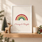 Boho Christmas Nursery Prints Set of 3, Merry and Bright, Reindeer, Christmas Tree Wall Art, Neutral Christmas Printable Decor