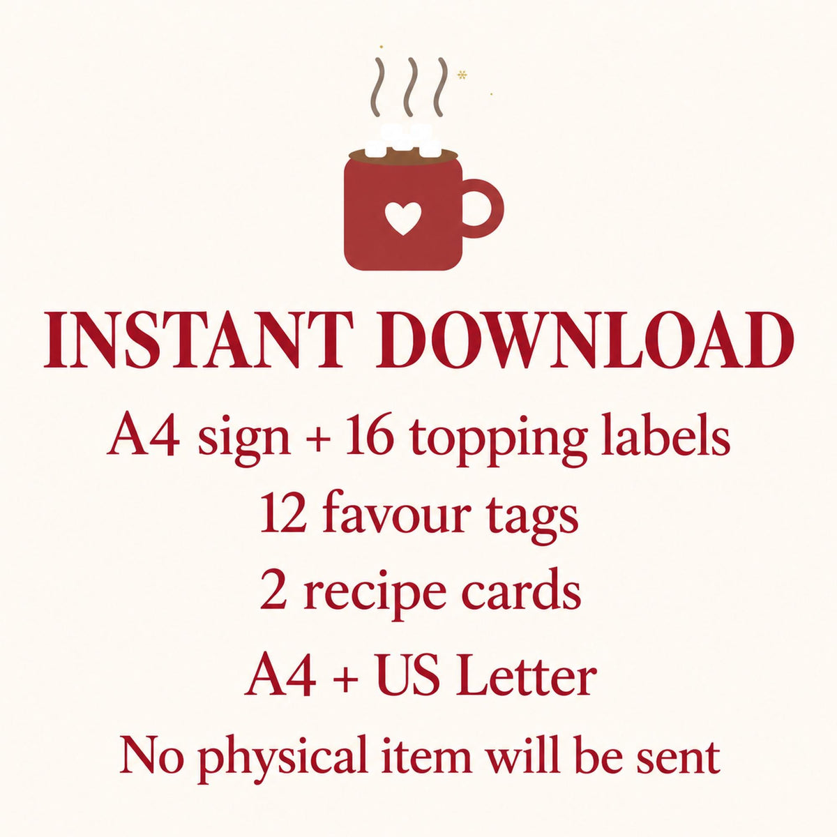 Hot Chocolate Bar Printables, Hot Cocoa Bar Sign, Topping Labels, Warm Wishes Favour Tags, Recipe Card, Christmas Party Decor