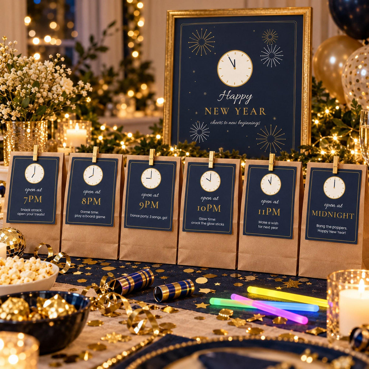 New Years Eve Party Printables, NYE Countdown Bag Tags, Resolution Cards, Kids Time Capsule, New Year Sign, Family New Year Games