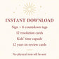 New Years Eve Party Printables, NYE Countdown Bag Tags, Resolution Cards, Kids Time Capsule, New Year Sign, Family New Year Games