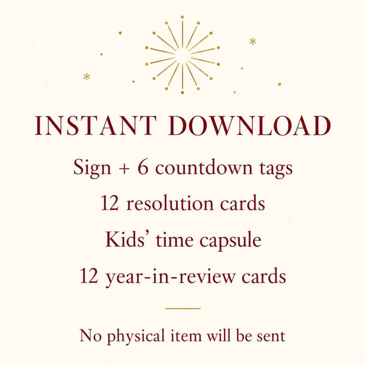 New Years Eve Party Printables, NYE Countdown Bag Tags, Resolution Cards, Kids Time Capsule, New Year Sign, Family New Year Games
