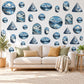 Mountain Wall Stickers, Blue Alpine Landscape Decor, Snowy Peak Wall Decals, Adventure Kids Room Teen Bedroom Peel and Stick Wall Art