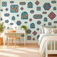 Maze Wall Stickers, Retro Arcade Gamer Room Decor, Puzzle Wall Decals, Navy Coral Boys Teen Bedroom Peel and Stick Wall Art