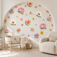 Wildflower Wall Stickers, Boho Floral Nursery Decor, Peony Flower Wall Decals, Girls Bedroom Pink Coral Peel and Stick Wall Art